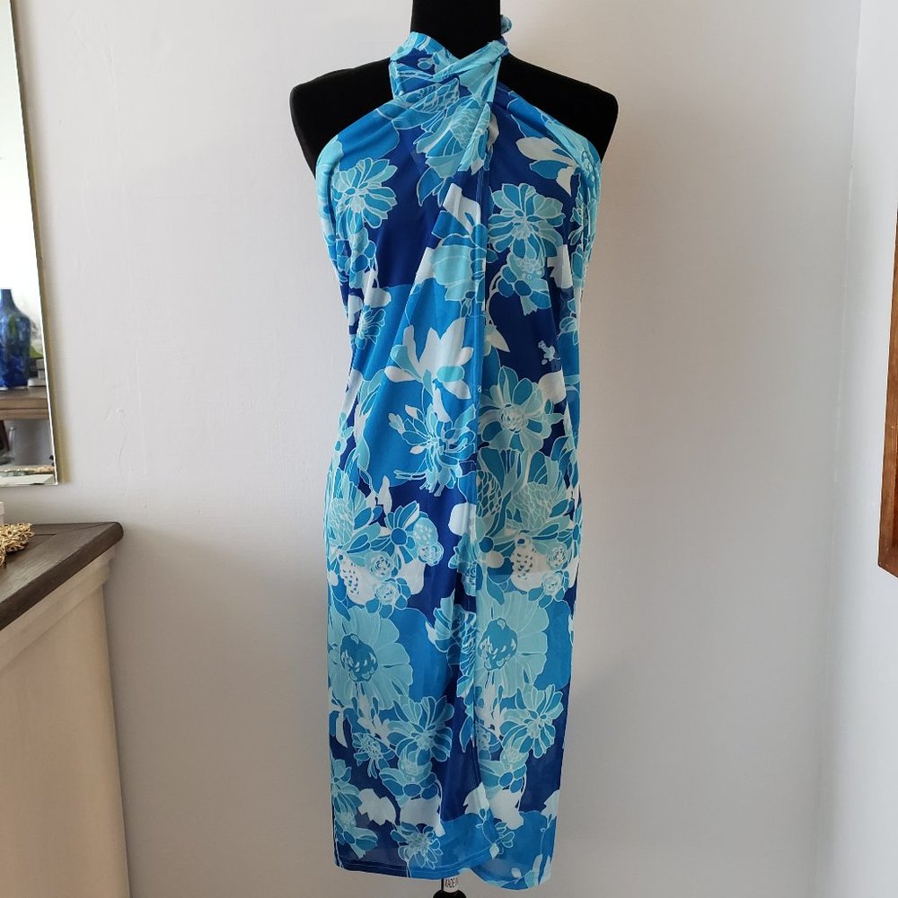 Blue Floral Swim Coverup - Picture 3 of 9